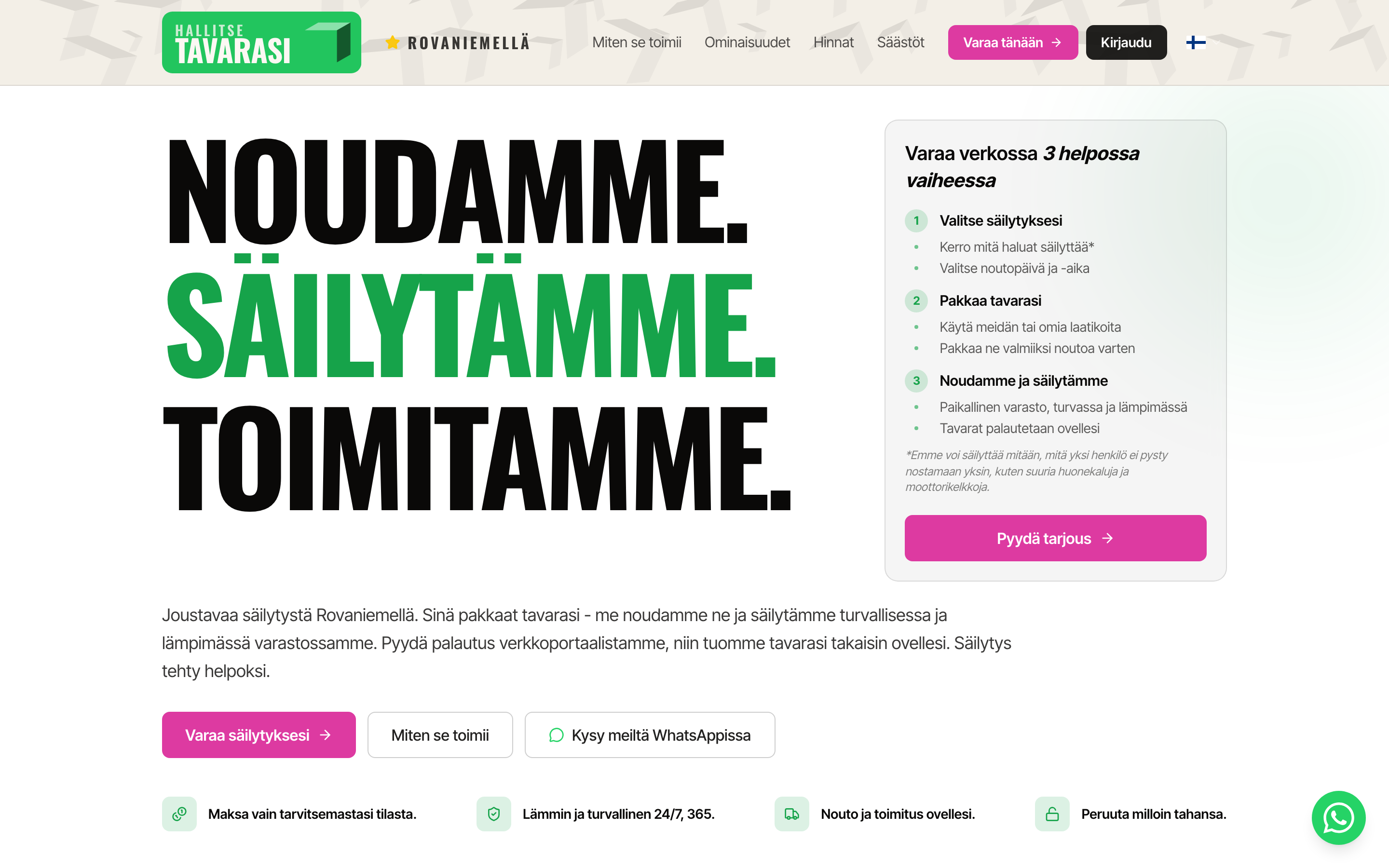 Hallitse Tavarasi booking site
